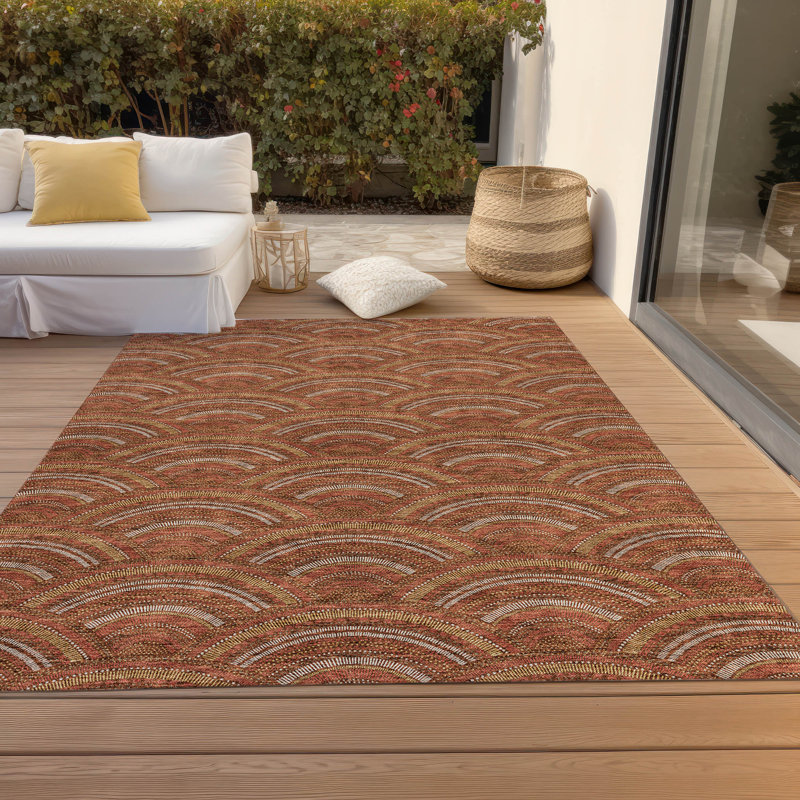Chayden Washable Geometric Indoor / Outdoor Rug, Rectangle 9' x 12'