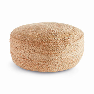 Thali Round Natural Jute and Cotton Foam Pouf Ottoman