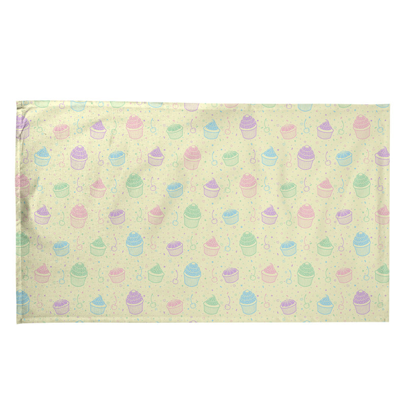 Serviette à thé classique à motif petits gâteaux Mcguigan, Crème / bleu / rose, Sergé de coton