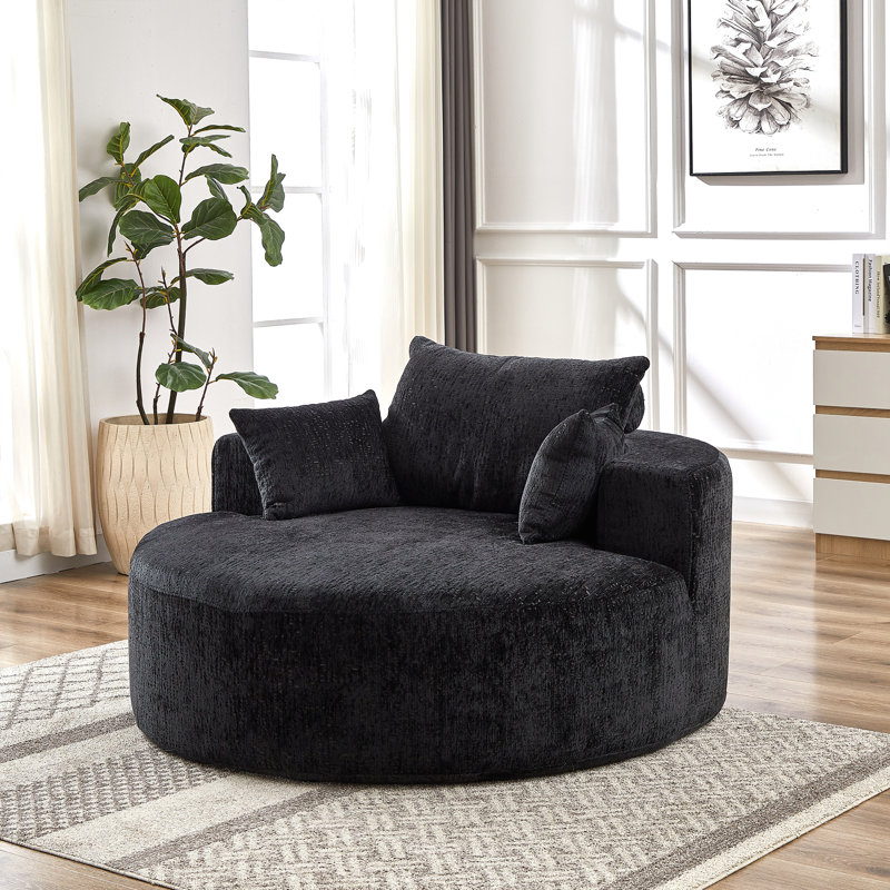 Canapé-lit simple 55 po en chenille éponge, sans assemblage requis, fauteuil moderne moelleux pour le salon et la chambre à coucher