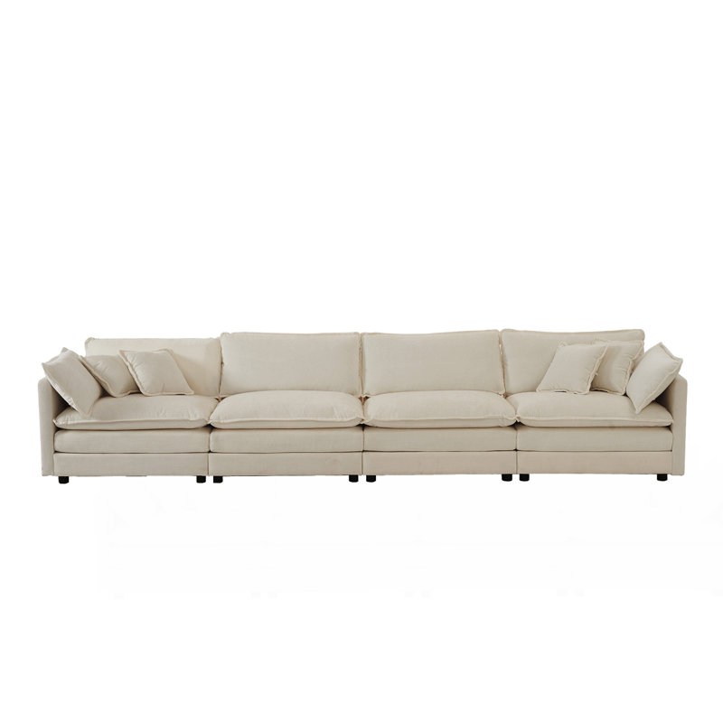 Canapé modulaire Free Free, canapé modulaire 4 places en tissu chenille confortable, canapé modulaire, chenille beige, Beige