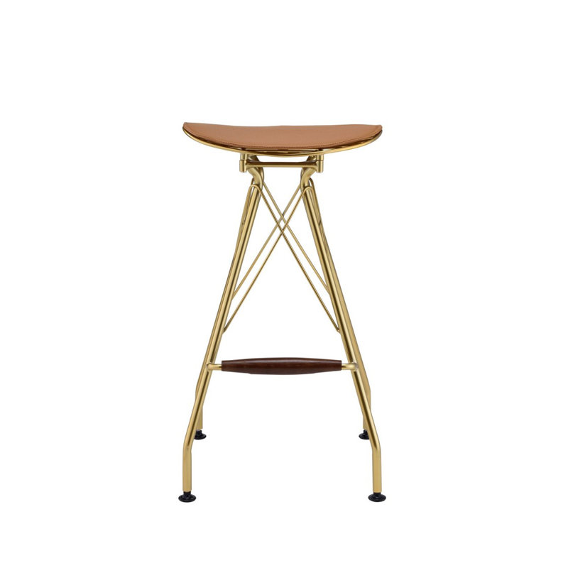 Tabouret de bar en métal sans dossier avec pieds évasés et support de croisillons, ensemble de 2