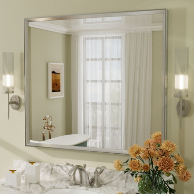 Amara Tempered Glass and Aluminum Alloy Framed French Cleat Mounted Wall Mirror
