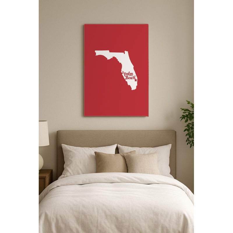Palm Beach, ma douce demeure — Silhouette de l'État de Floride — Portrait mural en métal, H 14 po x l 11 po
