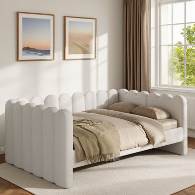 Upholstered Daybed with Curved Ribbed Design