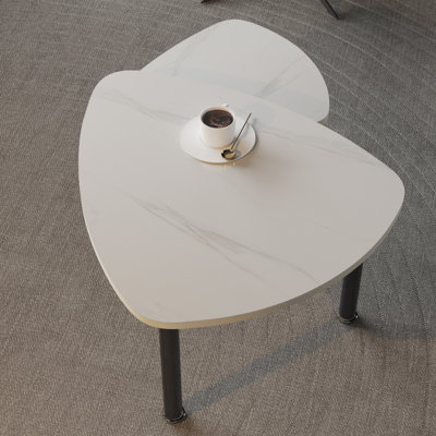 Table basse moderne rotative à dessus en pierre frittée blanche à 360 degrés pour le salon, plateau de table à dalles de roche avec pieds en bois massif, table basse, mobilier d'appoint en bois rotatif