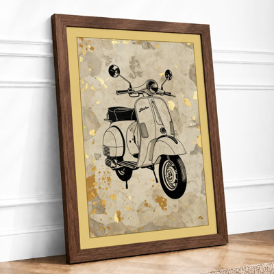 Scooter Blueprint Vintage - Framed Print