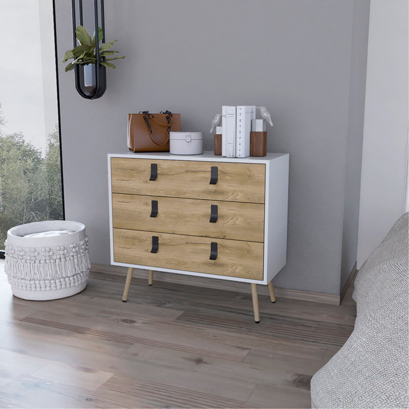 Commode Magness, chambre à coucher, blanc / Macadamia