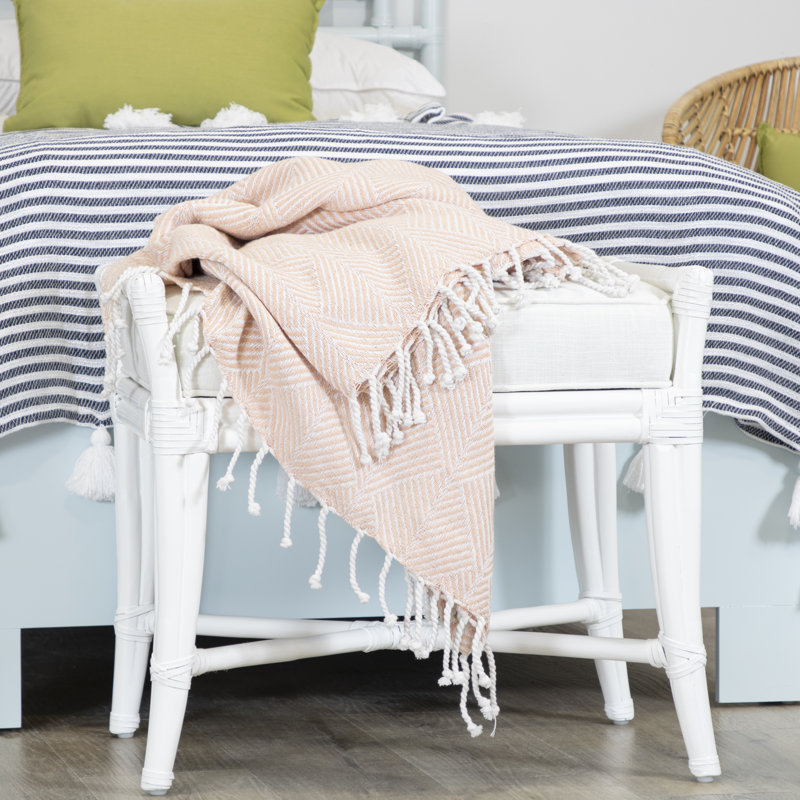 Malacca Upholstered Bench, White