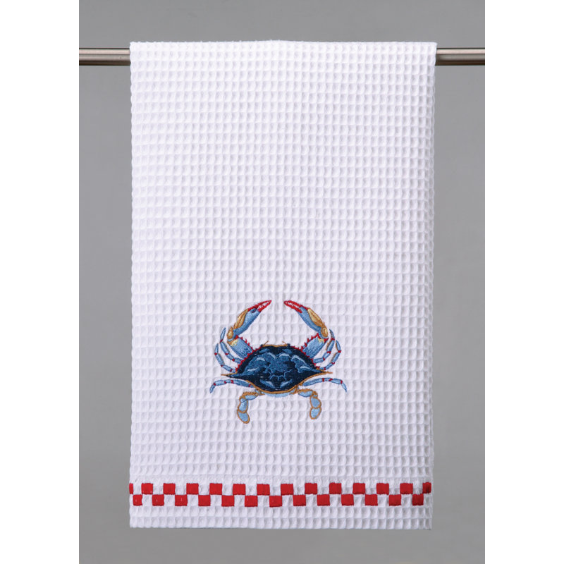 Serviette de cuisine bleu crabe gaufrée