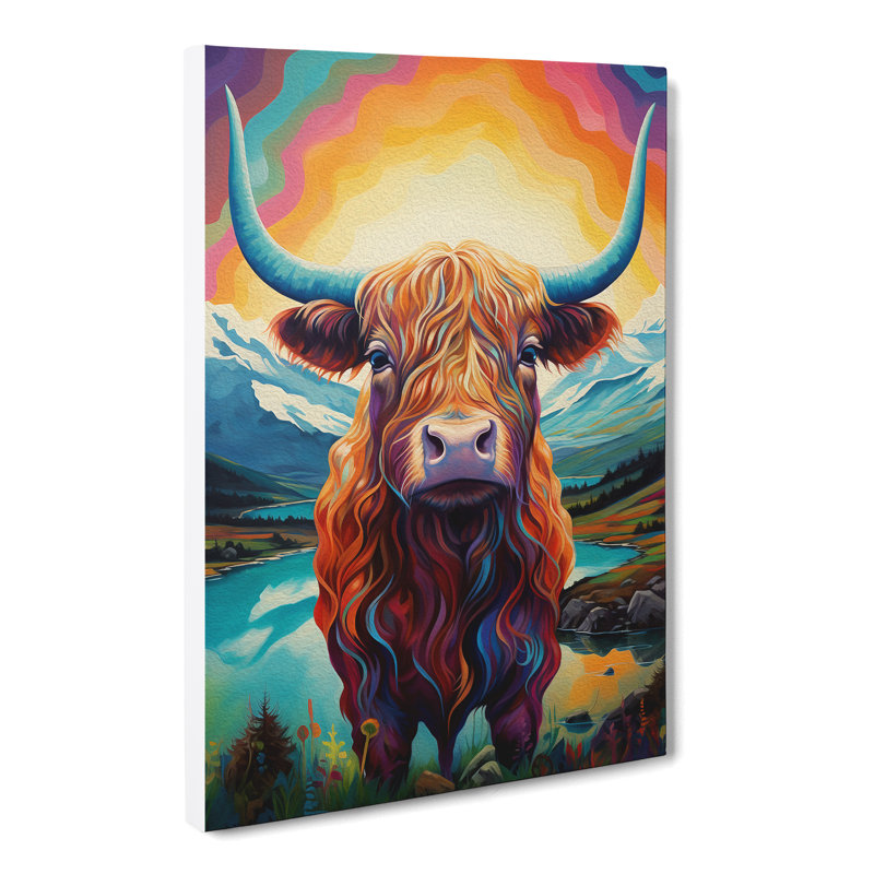 Highland Cow Futurism No.2 - Wrapped Canvas, 76cm H x 50cm W x 3cm D