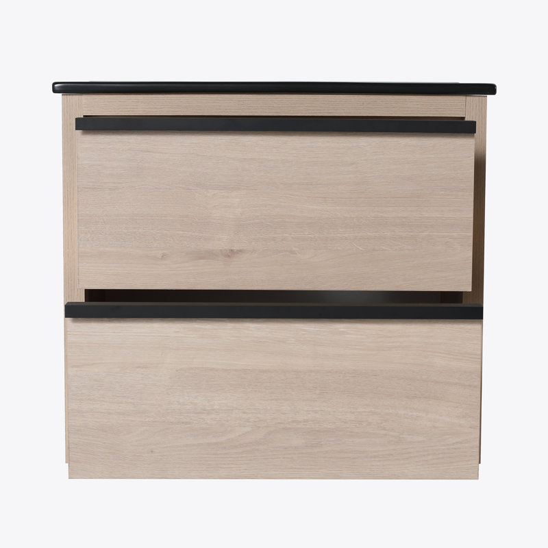 Meuble-lavabo 24 po avec lavabo en céramique noire et 2 tiroirs à fermeture en douceur