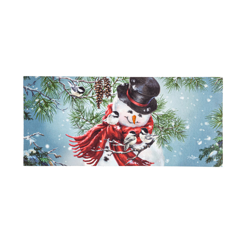 Tapis d'extérieur antidérapant 22 po x 10 po Snowman Snuggles Sassafras