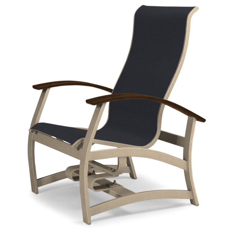 Askar Swivel Powder Coated Aluminum Outdoor Lounge Chair, Black 5D Sunbrella®, Kona P10, Gloss White