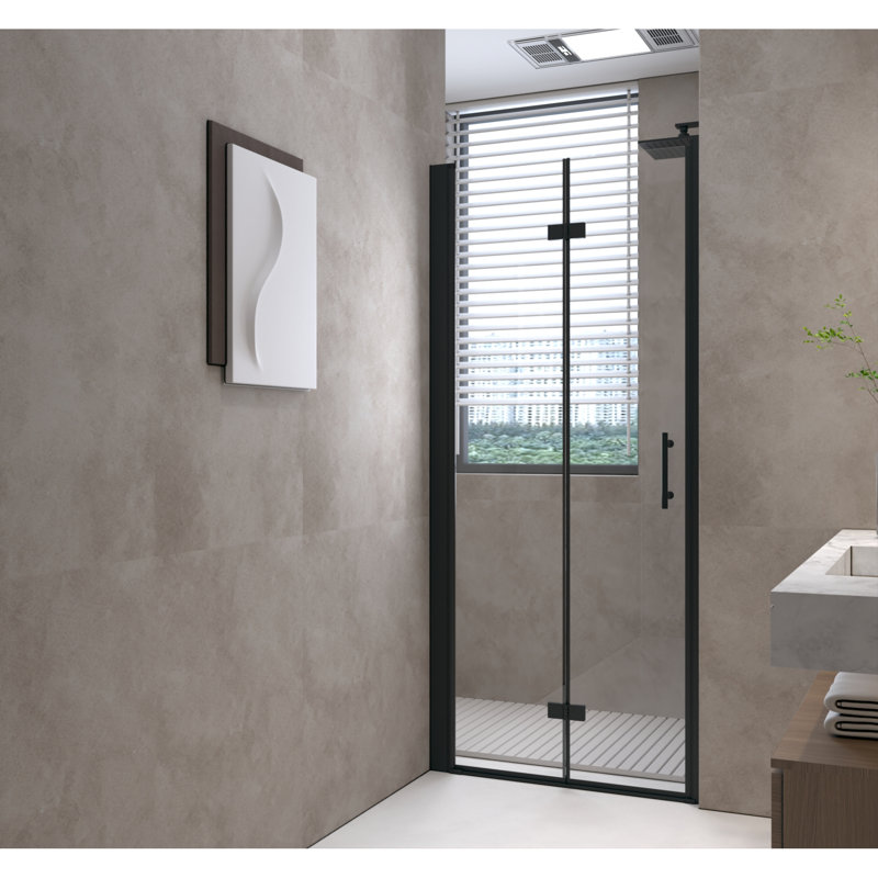 Porte de douche en verre sans cadre pliante 36 po x 72 po, verre trempé, antidéflagrant