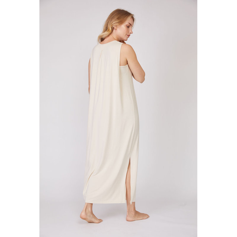 Robe drapée sans manches pour femme, L, Nuage et ivoire
