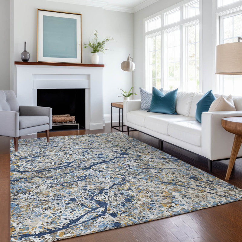 Machine Washable Indoor/Outdoor Jozwiak ACN2389 Abstract Rug, Rectangle 10' x 14'