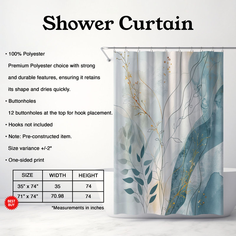 Rideau de douche 1 pièce Boho, H 74 po x l 71 po