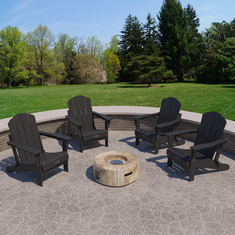 Chaise Adirondack pliable pour l'extérieur, Noir