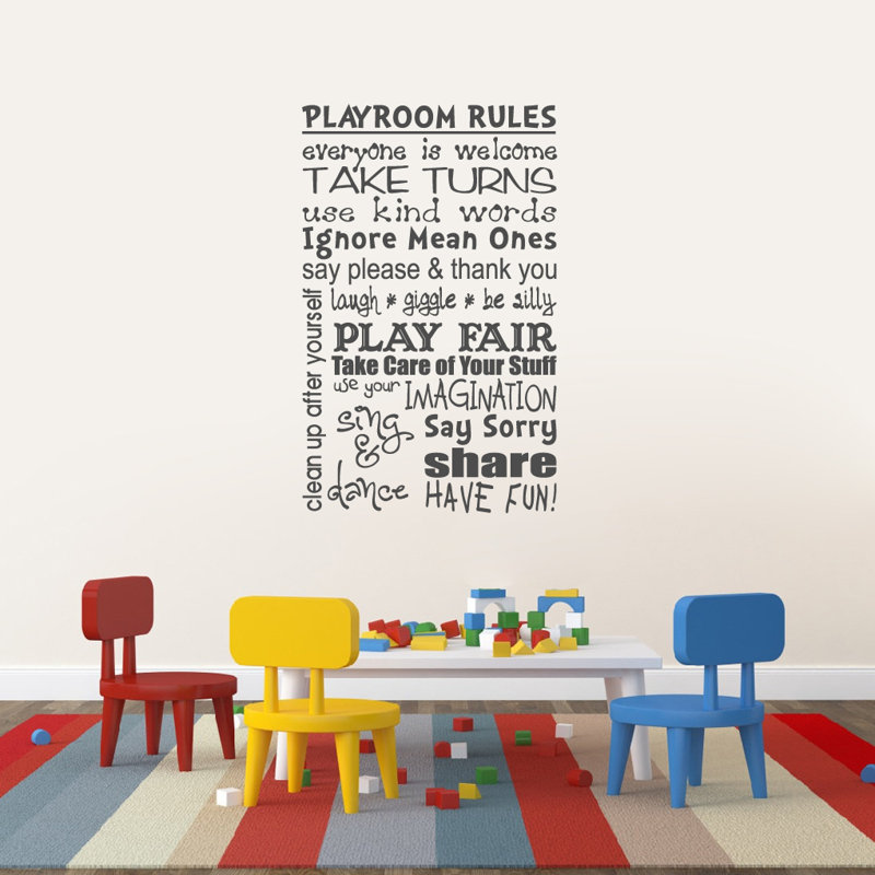Text & Numbers Non-Wall Damaging Wall Decal, Dark Gray