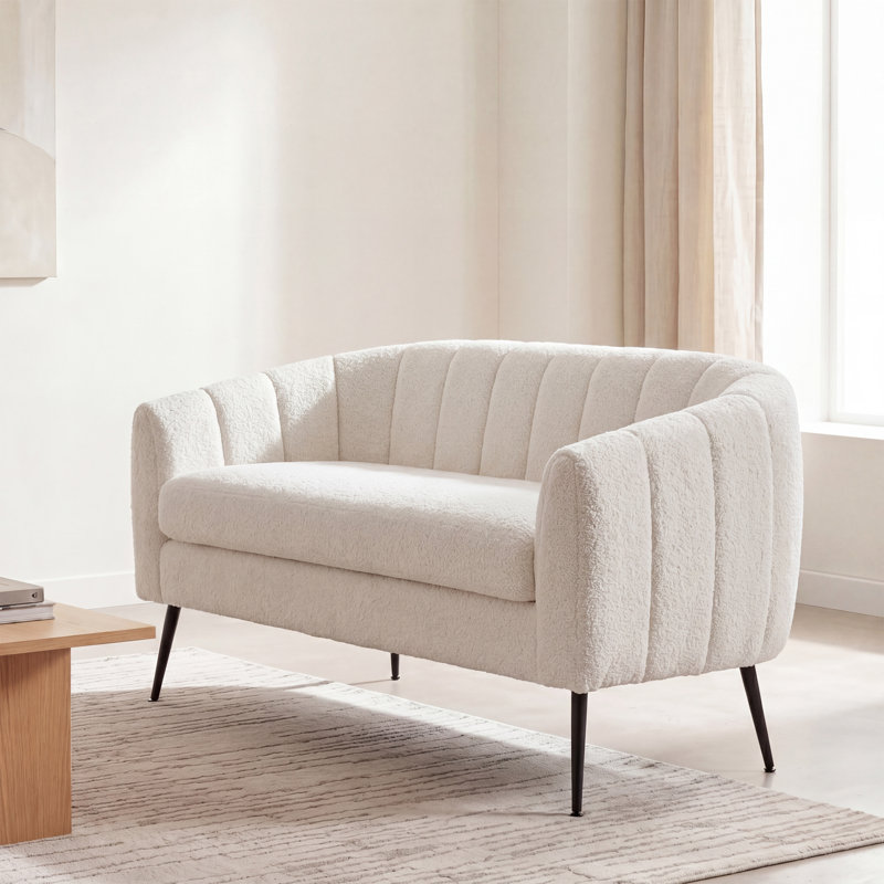 2 Seater Chenille Loveseat, Ivory