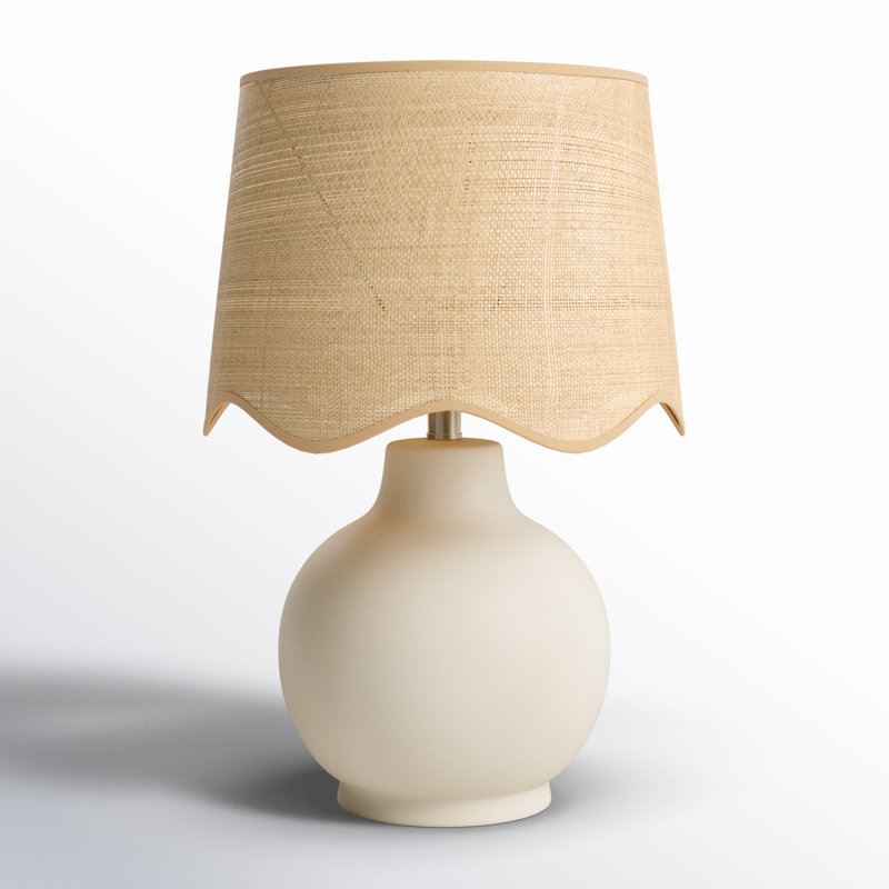 Lampe de table Maura, Crème, crème, Tanné, H 22 po x l 15 po x P 15 po