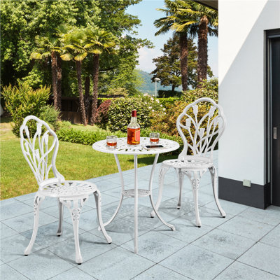 3 Piece Patio Bistro Table Set with Umbrella Hole