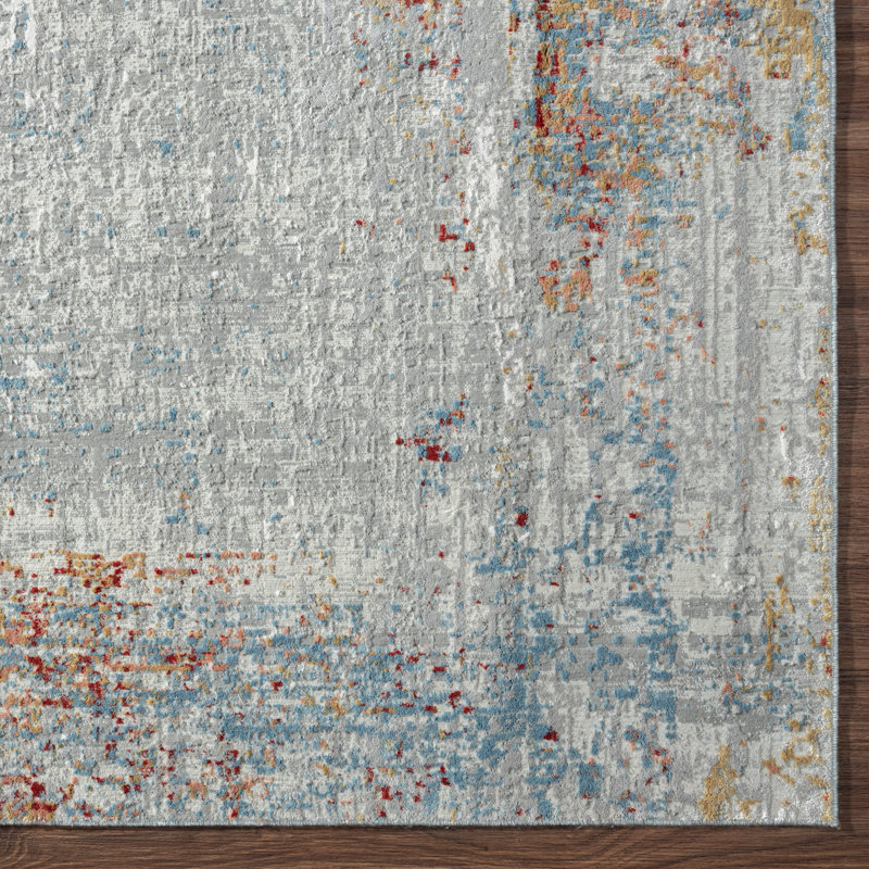 Abstract Gray Area Rug, Rectangle 5'6" x 7'6"