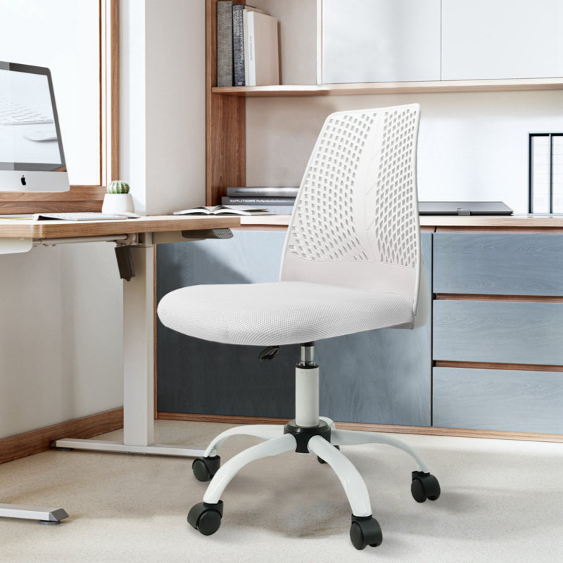 Chaise de bureau ergonomique Kavonta, Blanc / noir, Rose