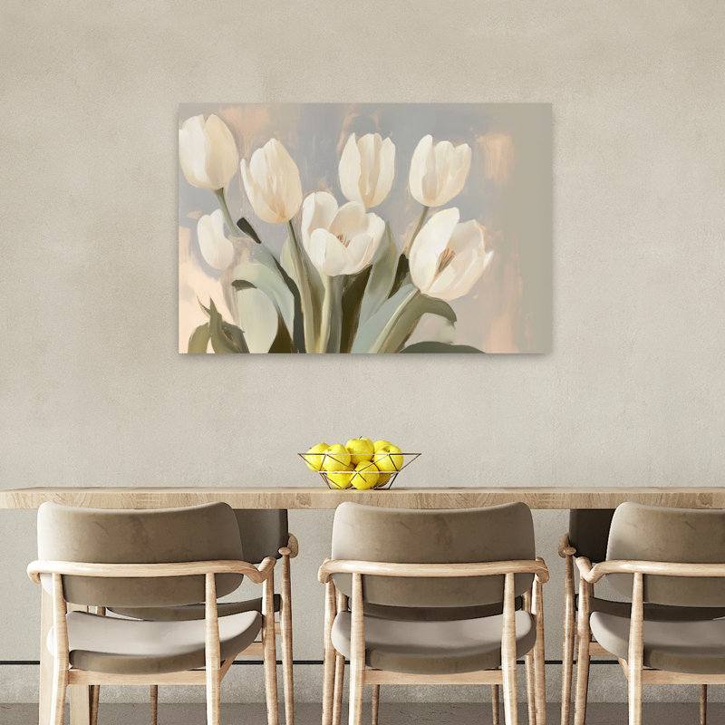Tulipes, art mural contemporain abstrait, H 24 po x l 36 po
