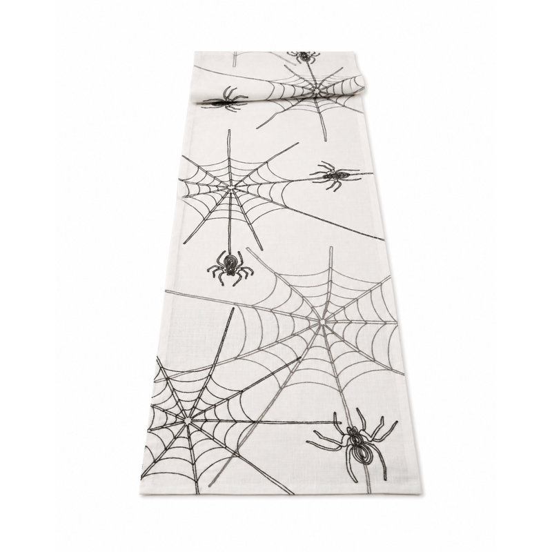 Chemin de table géométrique d’Halloween Cloutier, Blanc, l 70 po x L 15 po