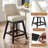 Swivel Bar Stools, 26" Counter Height PU Leather Armless Bar Stools with High Back, Solid Wood Legs & Footrest, Modern Nailhead Trim Pub Chairs for Kitchen Island Dining Room, White-1738513009-1738513011