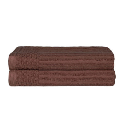 Yaholo Cotton Highly Absorbent Solid and Checkered Border Bath Towels