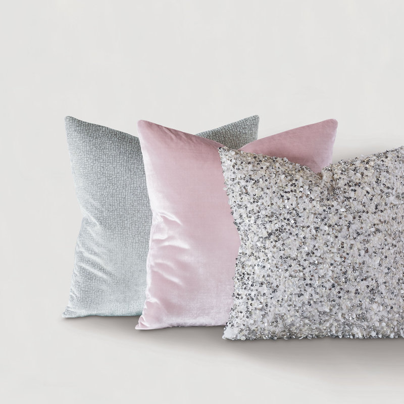 Velvet Feather Reversible Throw Pillow, Pink