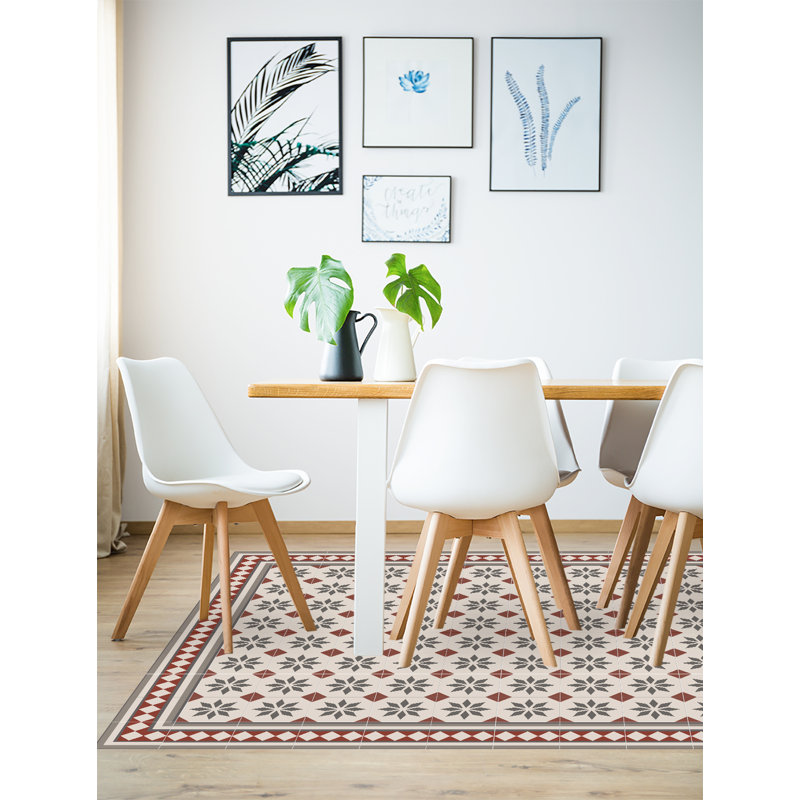 Endi Vinyl Machine Printed Area Rug, Rectangle 4'4.4" x 6'6.7"