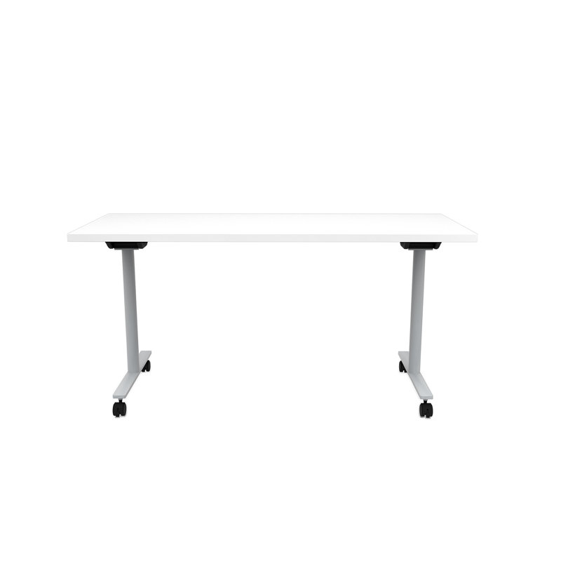 JURNI Flip Table With Casters, Designer White, 29.50" H x 60" L x 24" W