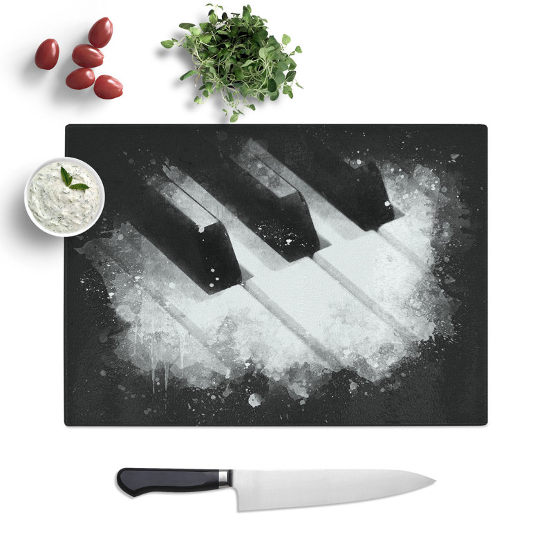 Tempered Glass Keyboard Keys Chopping Board, 20 cm x 28.5 cm