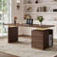 Walnut Wood Desk With Built-In Power Outlet Storage Drawers And Open CPU Compartment