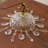 Grid Glass Brass Pendant Light With Crystal Deco-419442609