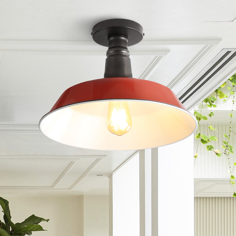 Plafonnier semi-encastré 1 lumière 14 po, Rouge