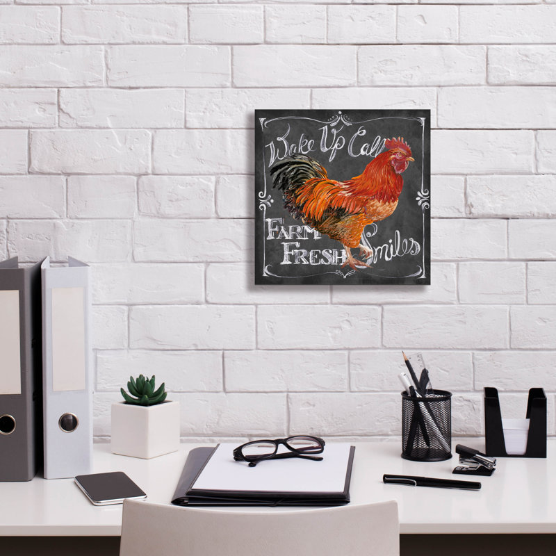 «Rooster On Chalkboard 2» par Art Licensing Studio, art mural sur toile