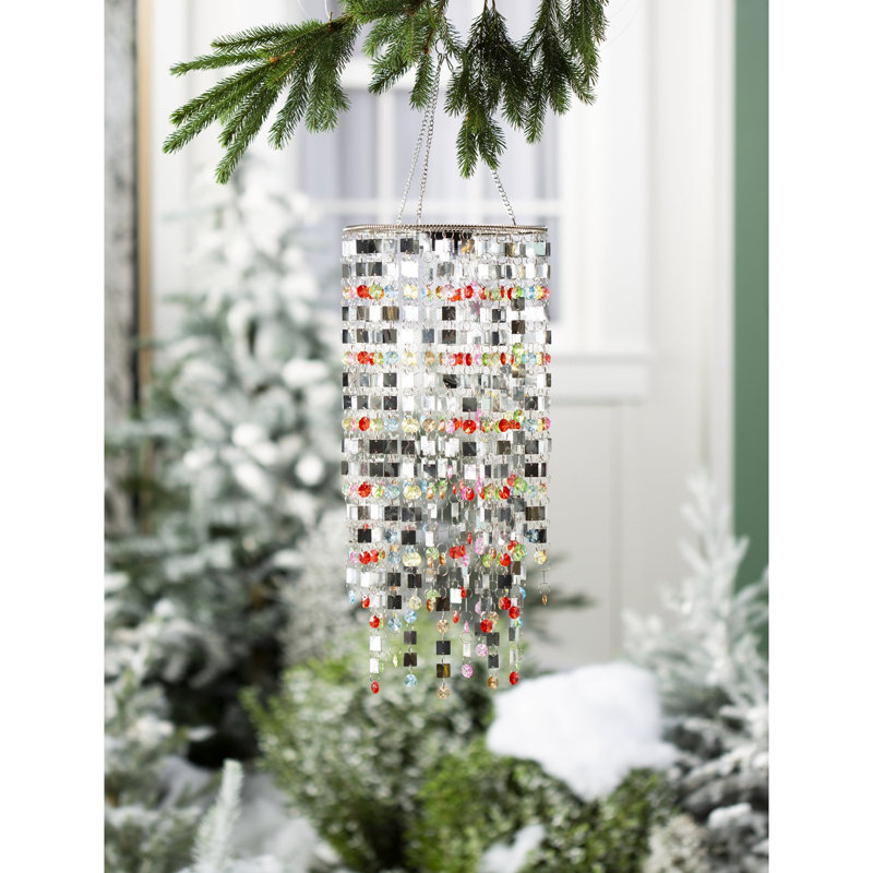 Luminaire suspendu d'extérieur à énergie solaire intégré Muid, H 30,75 po x l 8,5 po x P 8,5 po, Multicolore