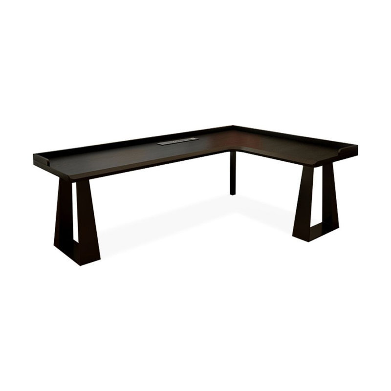 Bureau en bois massif noir en forme de L + fer, H 31,5 po x l 78,74 po x P 55,12 po, Retour à droite