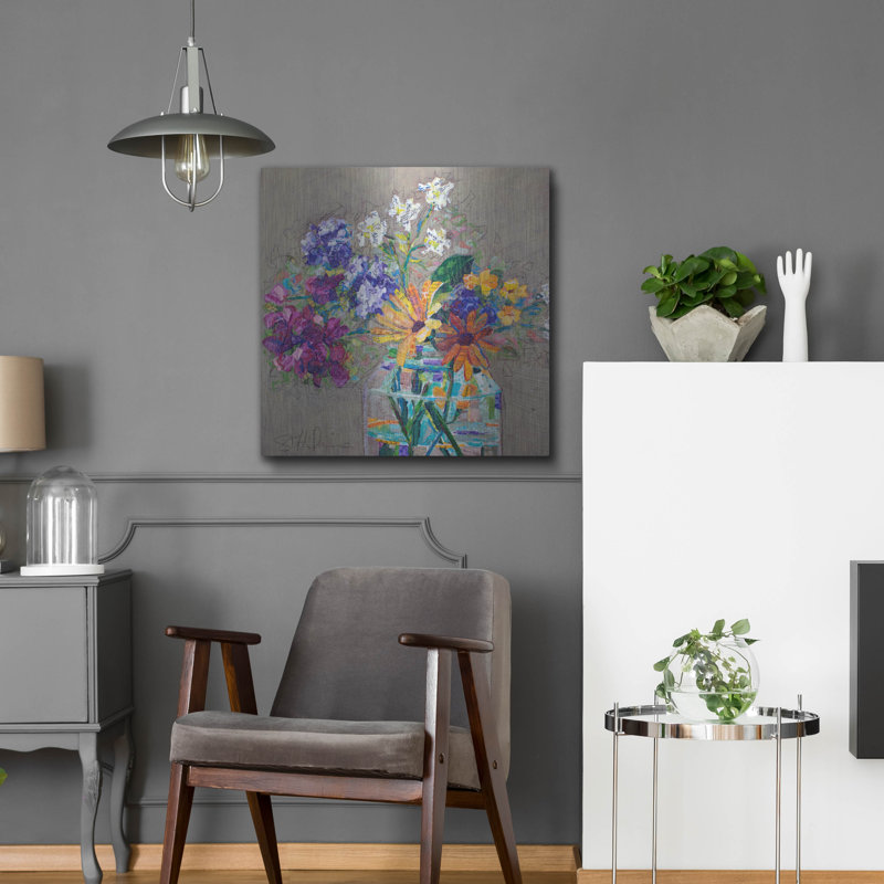 Art mural en métal Winston Porter «Lézard Bouquet» par St Hilaire Elizabeth, H 24 po x l 24 po