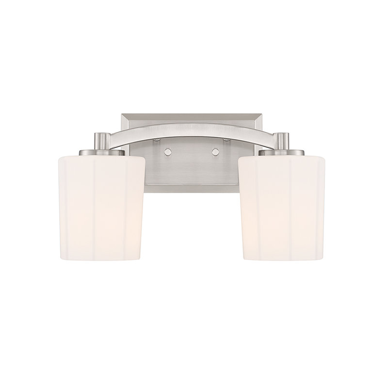 Satin Nickel 2-Light Vanity Fixture with Opal Glass Shades