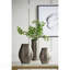 Élégant vase ovale ciselé en aluminium de 9,5 x 5,5 x 12 pouces, parfait pour les décors modernes et les arrangements floraux
