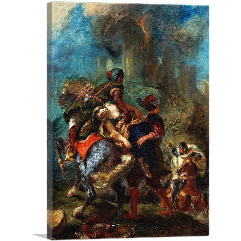 «The Abduction Of Rebecca 1846» par Eugene Delacroix, reproduction d'art, H 18 po x l 26 po x P 1,5 po