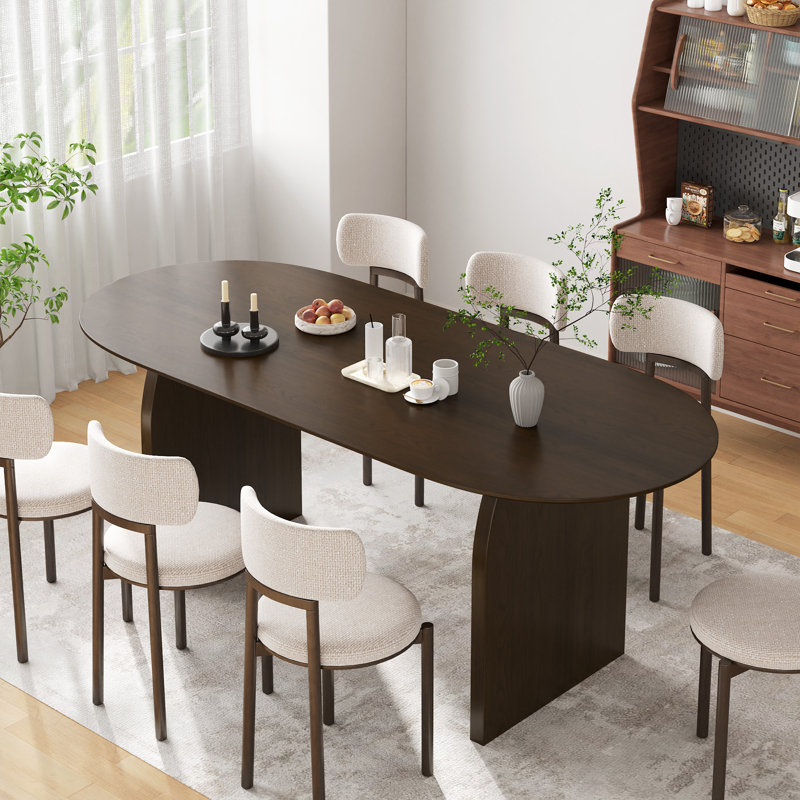 Table de salle à manger ovale en bois, Noyer, H 30 po x L 79 po x l 33,5 po