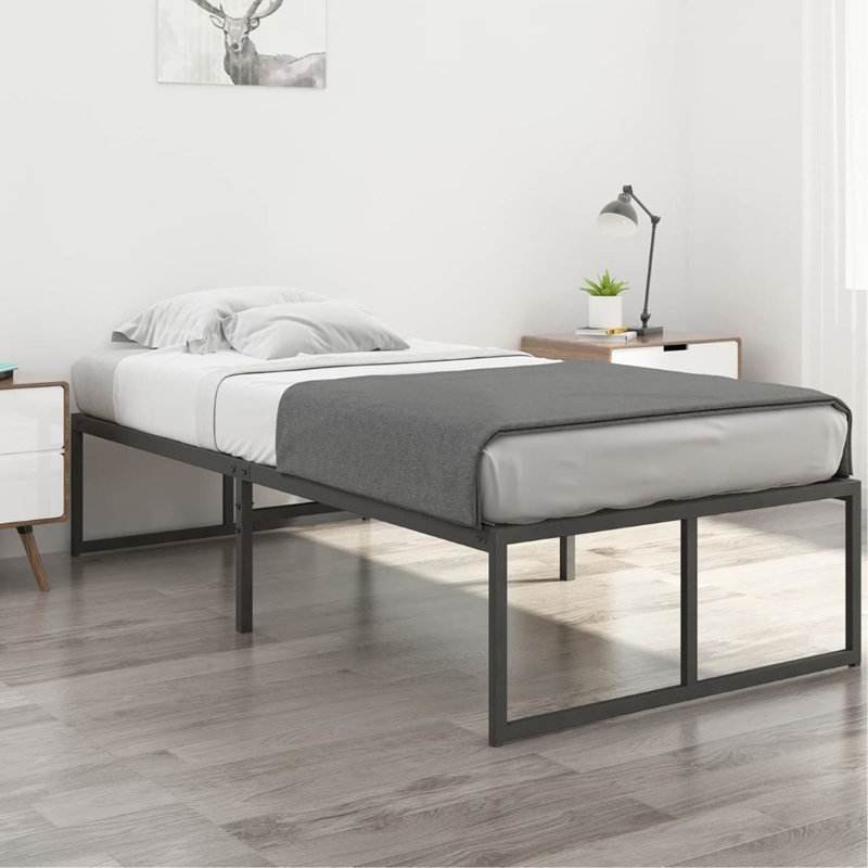 Structure de lit en métal Simple TG - structure de lit plateforme robuste de 16 pouces sans sommier, assemblage facile, silencieux, sommier robuste, espace de rangement sous le lit