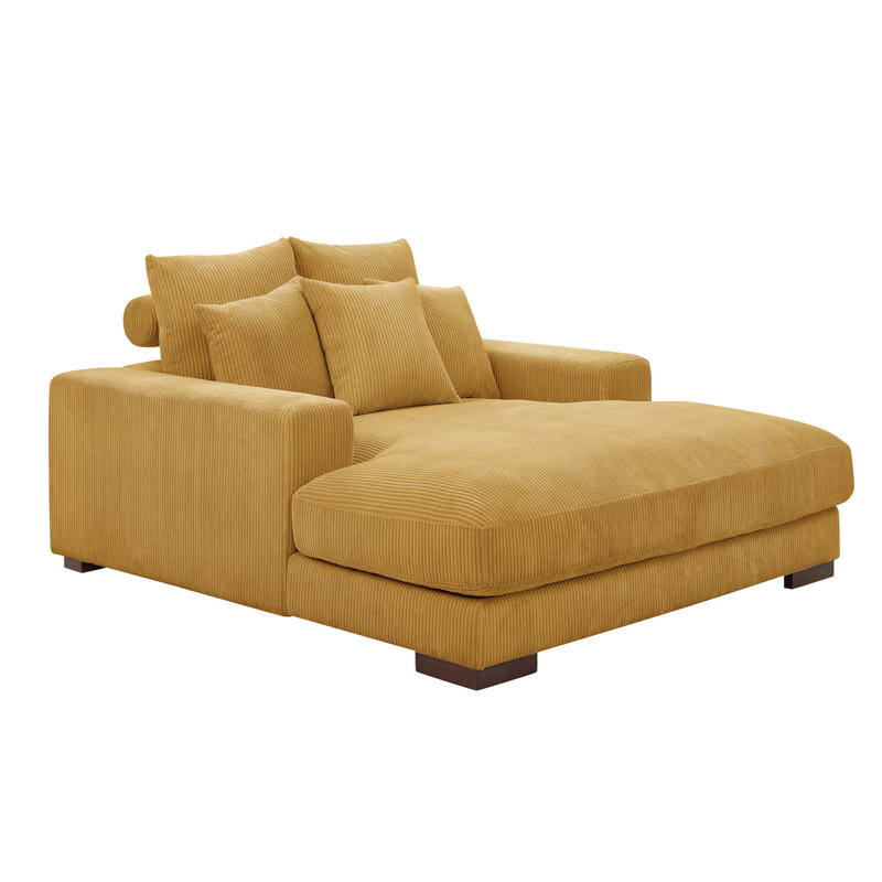 Chaise longue rembourrée Stigler, Velours côtelé jaune